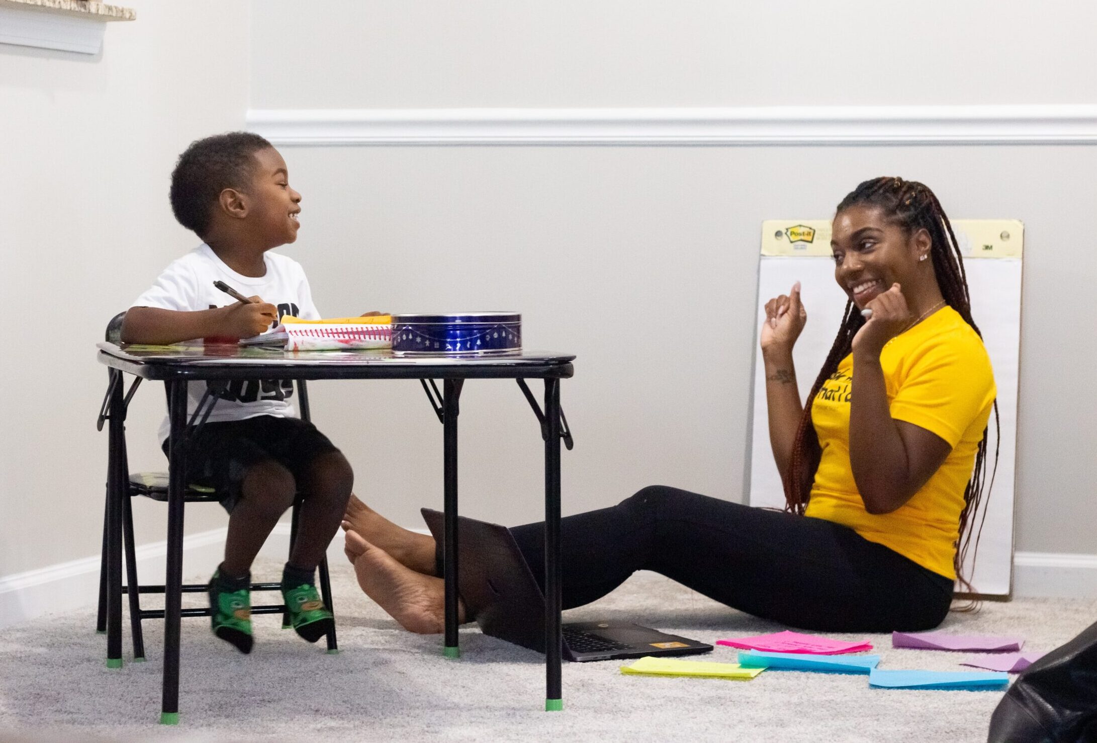 mom and child learning together